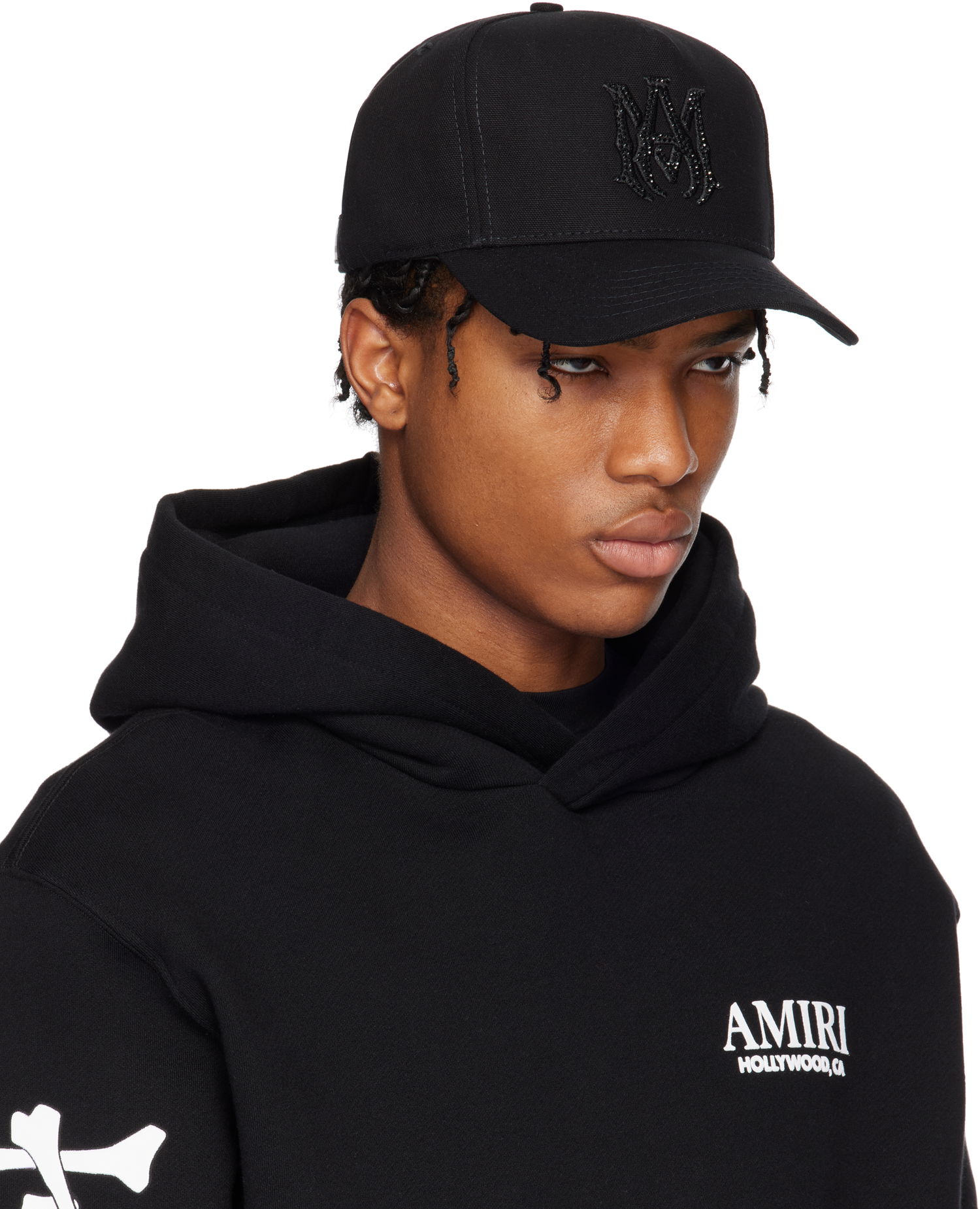 Шапка с козирка AMIRI AMIRI 'MA' Crystal Baseball Cap Черно | AMHACP1053, 1