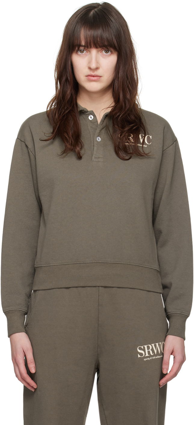Поло тениска Sporty & Rich Upper East Side Polo "Taupe" Зелено | POAW235ER, 0