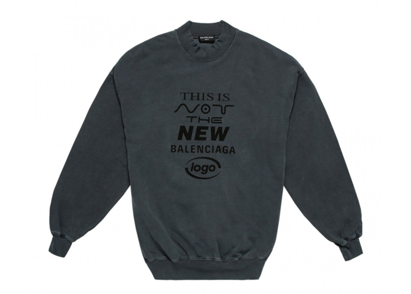 Пуловер Balenciaga This Is Not Logo Crewneck Черно | 652981TKVE41069, 0