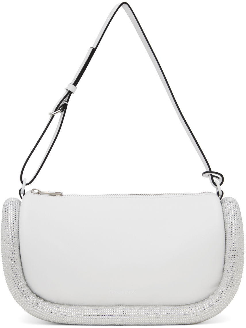 Дамска чанта JW Anderson White Leather Shoulder Bag with Crystal Embellishment Бяло | HB0591-LA0088, 0