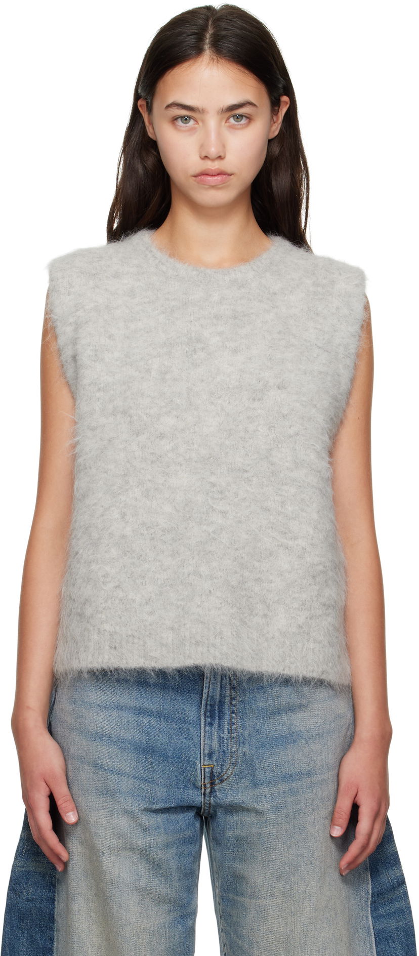 Жилетка R13 R13 Deep Armhole Knit Vest Сиво | R13WY294-Y196A