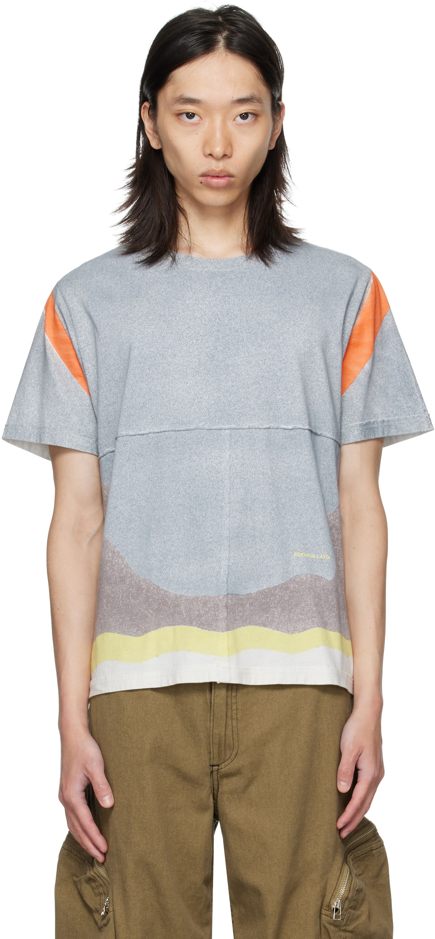 Тениска Eckhaus Latta Eckhaus Latta Lapped T-Shirt Сиво | 301-EL-PF25-V, 0
