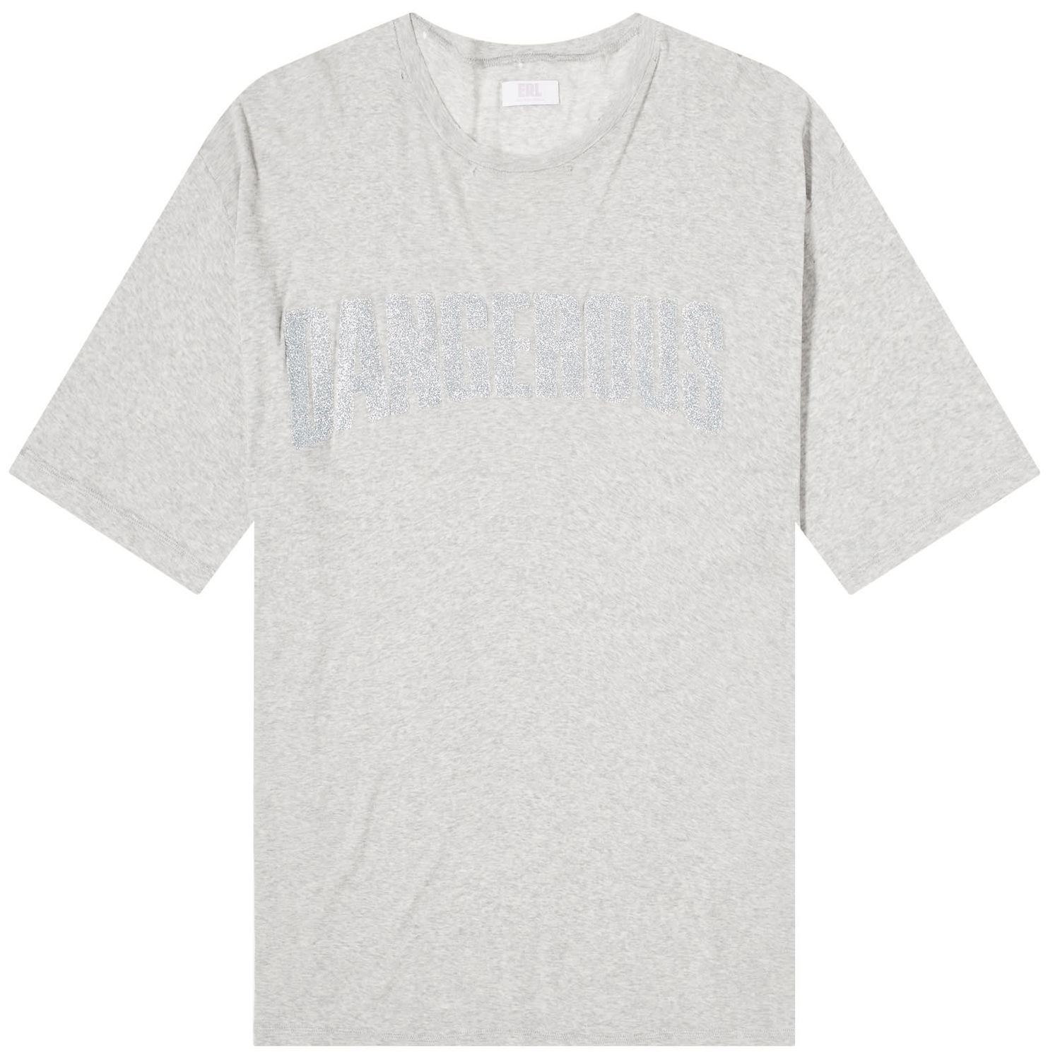 Тениска ERL Heather Grey Dangerous Crew Neck T-Shirt, Size Large Сиво | ERL08T012-HGY, 0