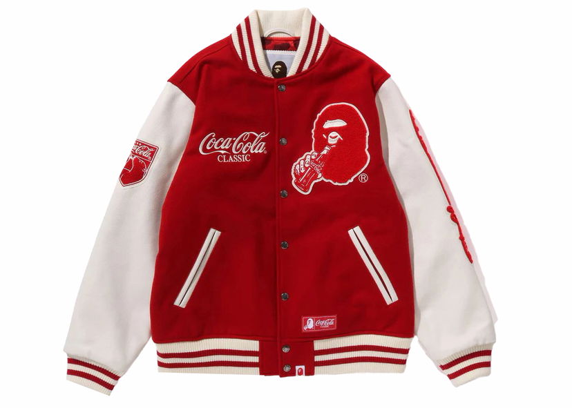 Яке BAPE BAPE x Coca-Cola Varsity Jacket Red Червено | 1J73-141-905