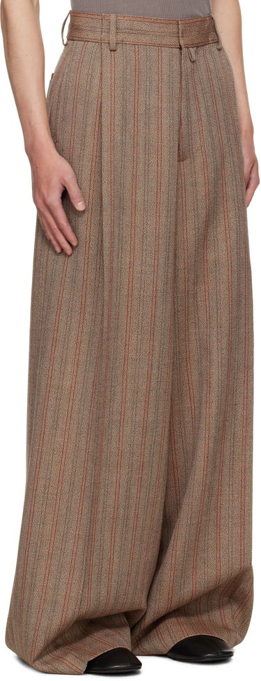 Панталони Dries Van Noten Dries Van Noten Wide Leg Pleated Trousers Кафяво | 252-020915-2056, 1