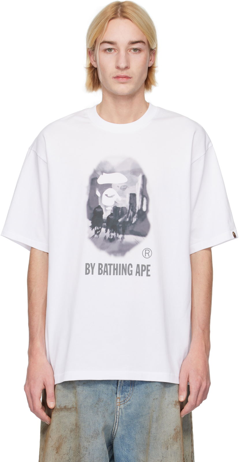 Тениска BAPE Painting Relaxed Fit Graphic T-Shirt Бяло | 001TEK801305M