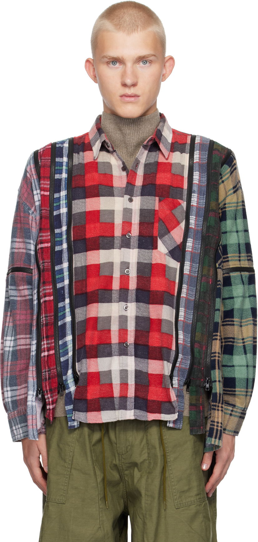 Риза Needles 7 Cuts Zipped Flannel Wide Shirt Многоцветен | PU347