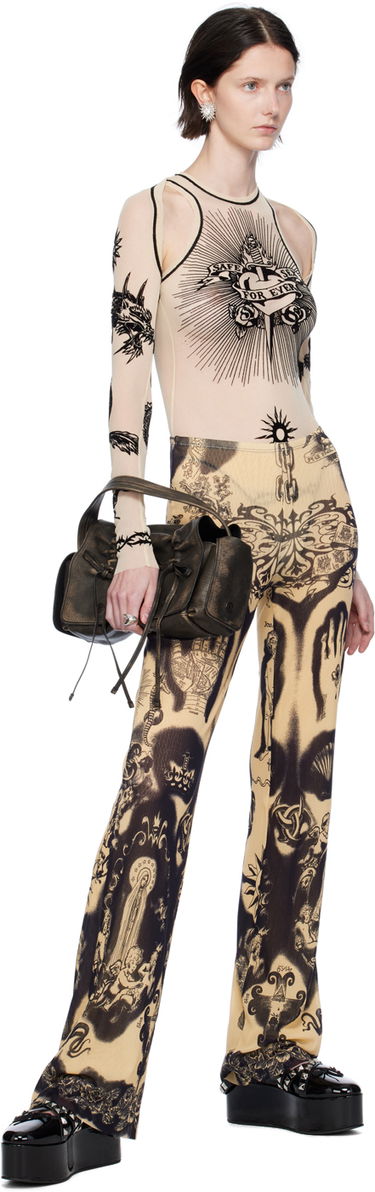 боди Jean Paul Gaultier Jean Paul Gaultier Flocked Tattoo Print Bodysuit Бежово | 23/15-F-BD013I-T001-63, 4