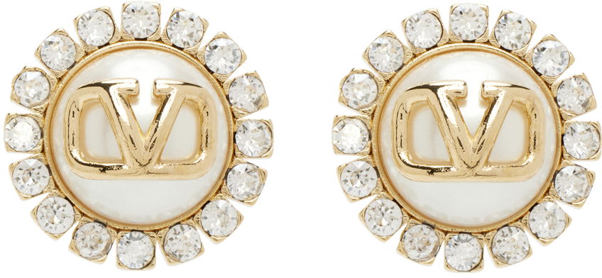 Обеци Valentino Garavani Gold Vlogo Signature Metal & Resin Earrings Бежово | 5W2J0T83HJY, 0