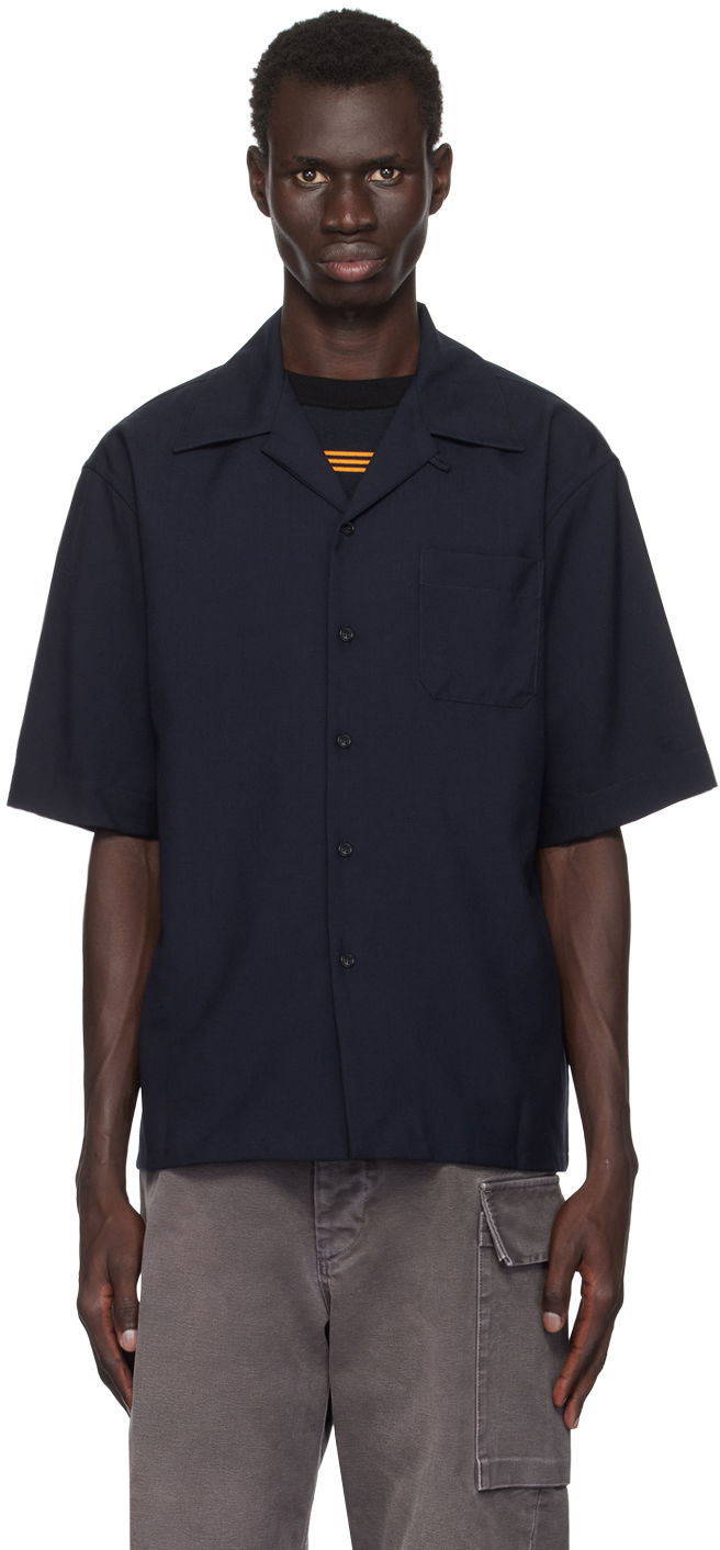 Риза Marni Tropical Wool Shirt Тъмно синьо | CUMU0213A5 TW839, 0