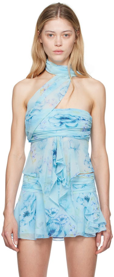 Пола GUIZIO Guizio Floral Print Wrap Around Tank Top Синьо | P24119W101, 0