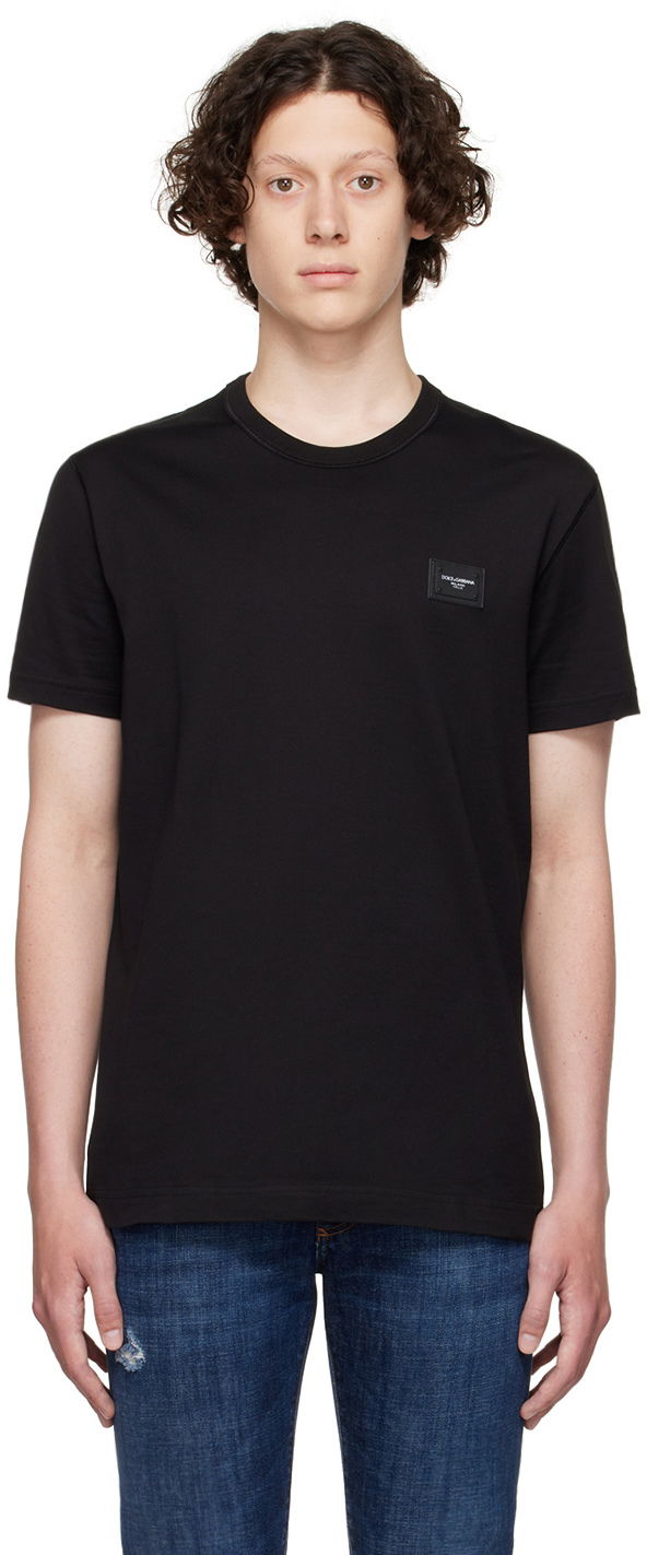 Тениска Dolce & Gabbana Black Cotton T-Shirt Черно | G8KJ9TFU7EQ, 0