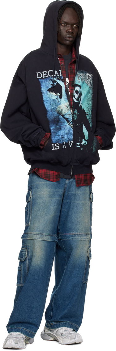 Суитчър VETEMENTS Vetements Cradle of Filth Cut-Up Oversized Zip-Up Hoodie Черно | UCF76ZU950BB, 3
