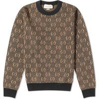 Пуловер Gucci GG Logo Crewneck Кафяво | 761549-XKDK5-2673, 1