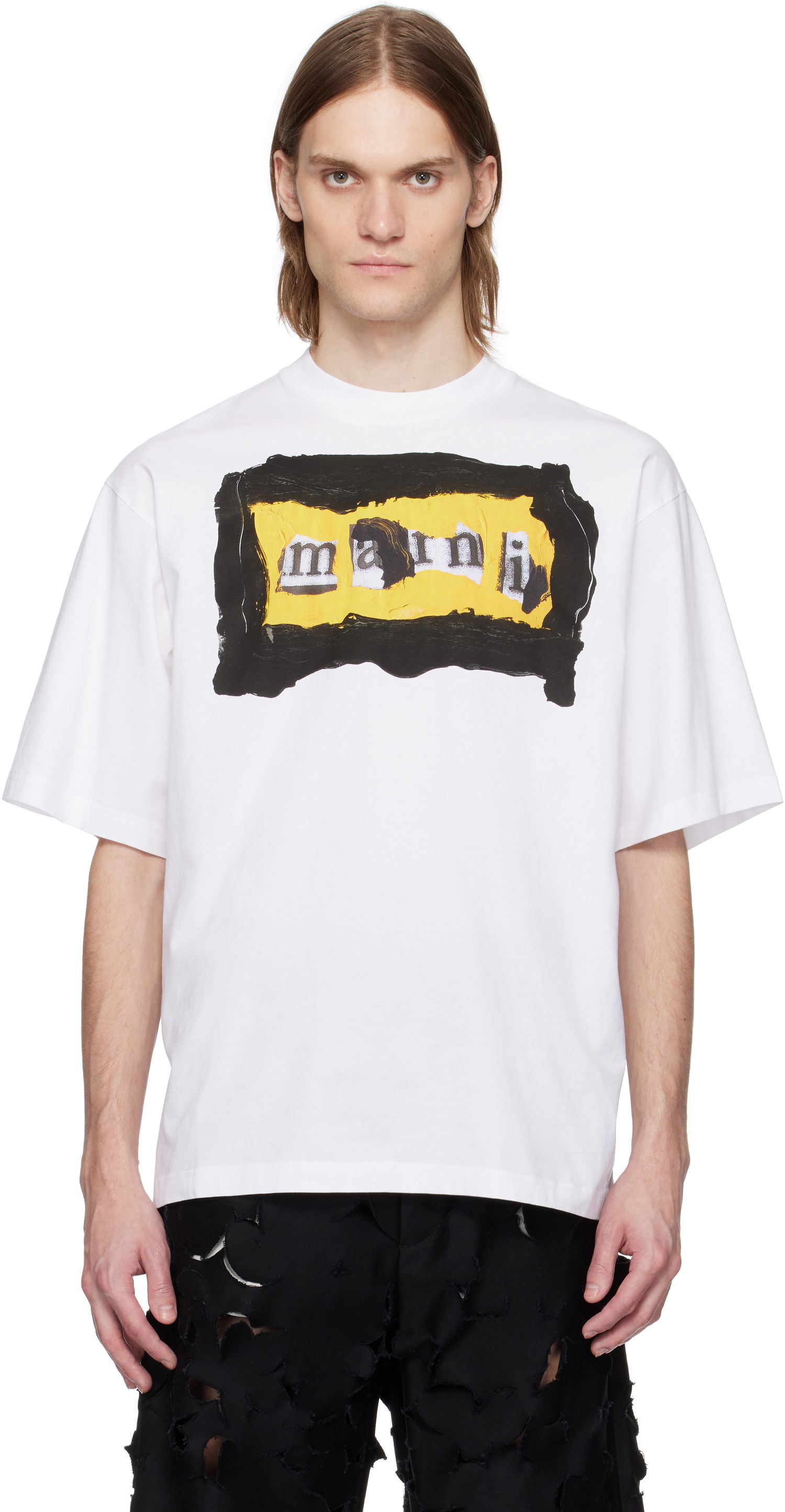 Тениска Marni Marni Painted Collage Logo T-Shirt Бяло | HUMU0223RP USCX94, 0