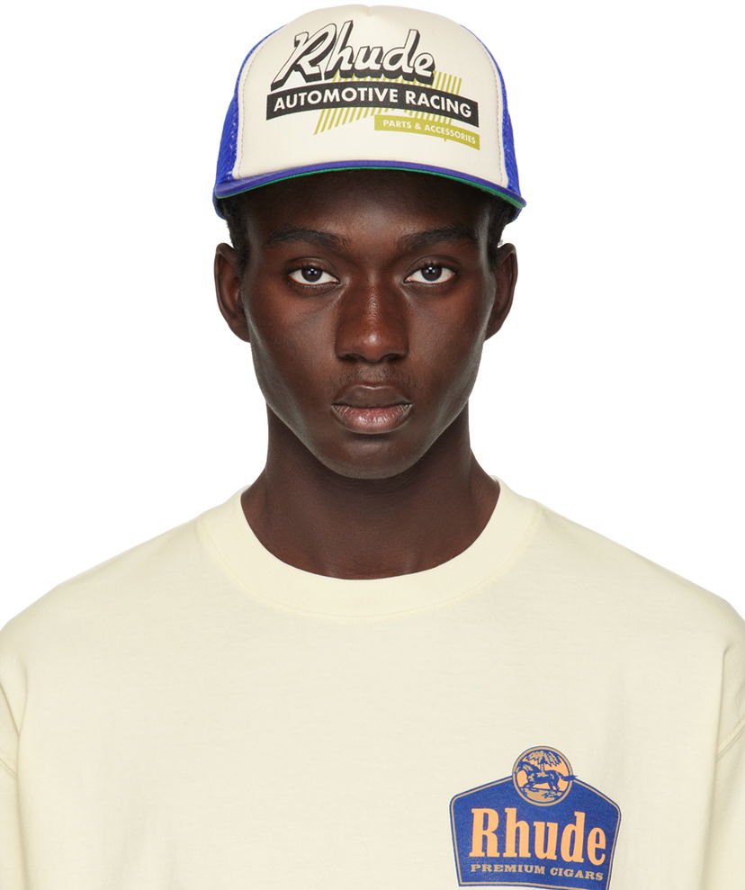 Шапка с козирка Rhude Auto Racing Cap "Blue & Off-White" Бежово | RHPS24HA08608129