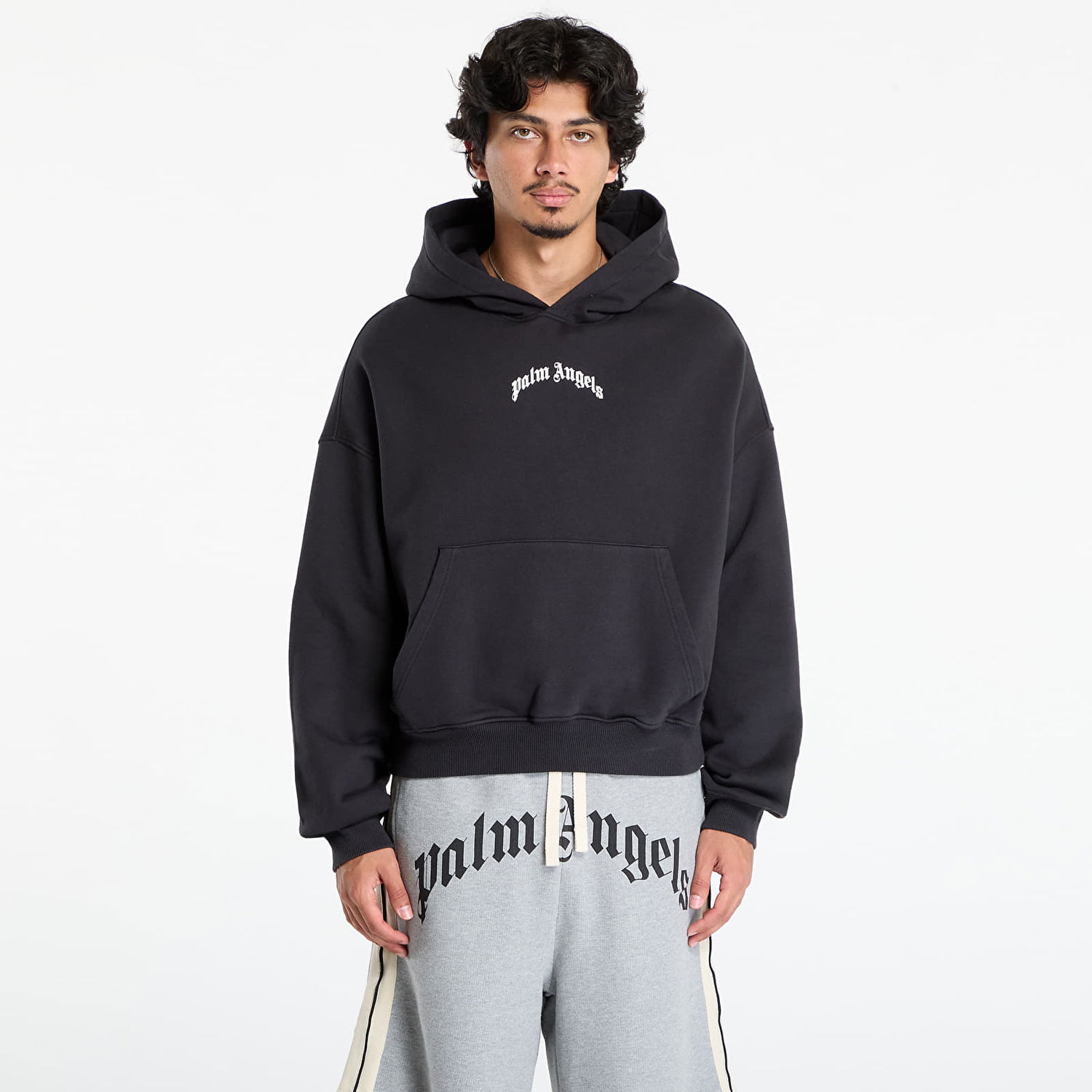 Суитчър Palm Angels Palm Angels Back Curved Logo Loose Hoody Черно | PMBB17EF25FLE0041003, 0