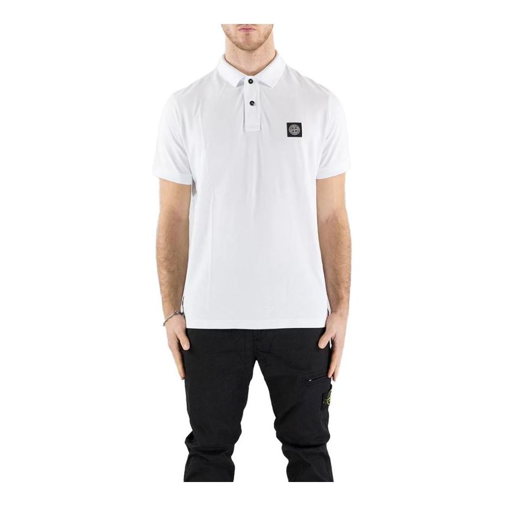 Поло тениска Stone Island Compass-patch Short-Sleeved Polo Shirt Бяло | 10152SC17-A0001, 0