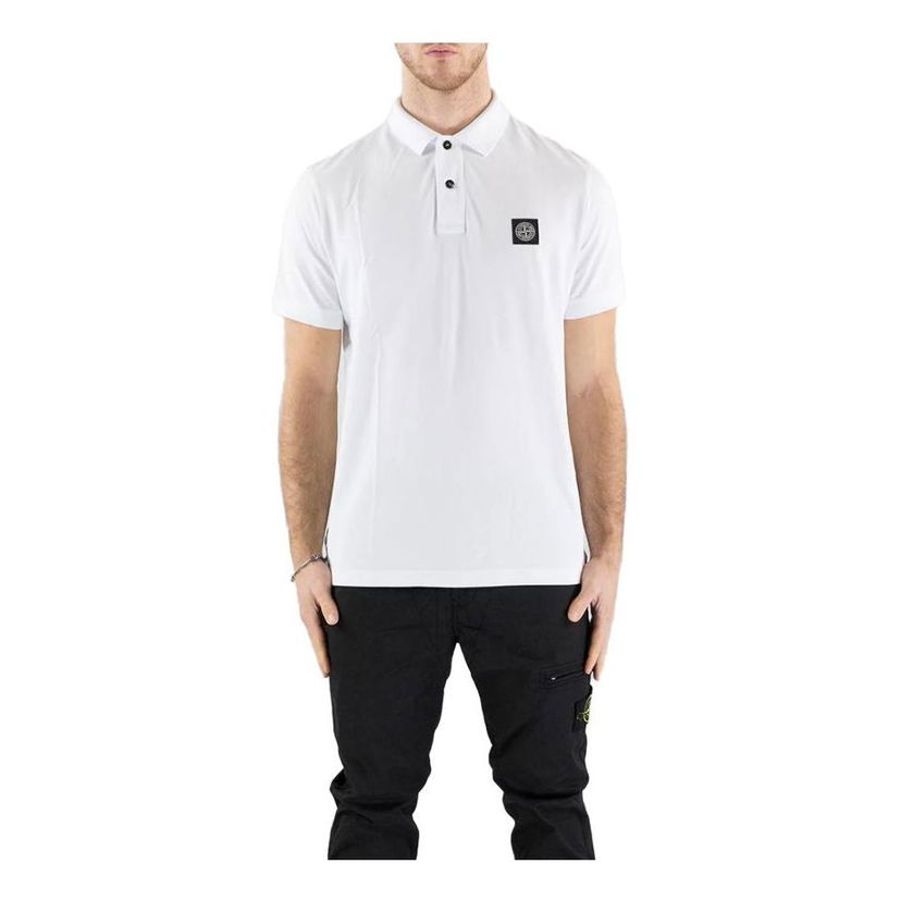 Поло тениска Stone Island Compass-patch Short-Sleeved Polo Shirt Бяло | 10152SC17-A0001