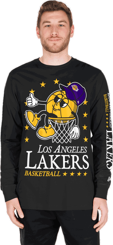 Суитчър New Era Los Angeles Lakers NBA Cartoon Basketball Oversized Graphic Sweatshirt Черно | 60661659-60661659, 2