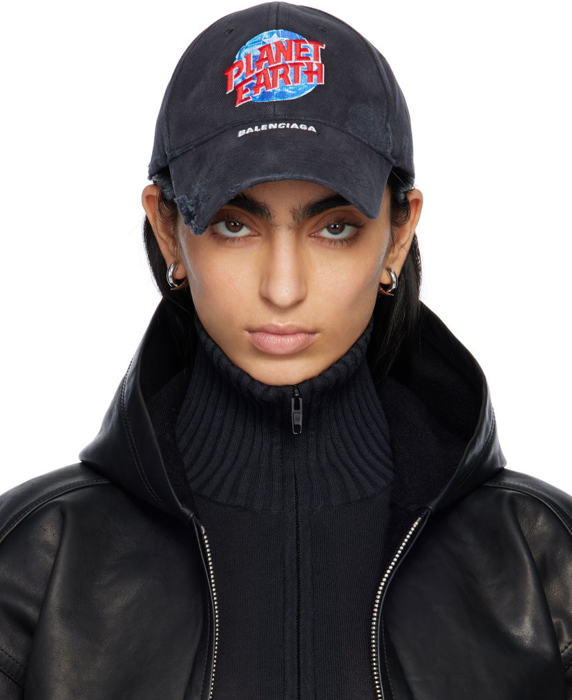 Шапка с козирка Balenciaga 'Planet Earth' Cap Черно | 808870 410B2