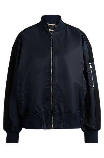 Яке бомбър BOSS Water-repellent bomber jacket with zipped sleeve pocket Тъмно синьо | 50518933, 0