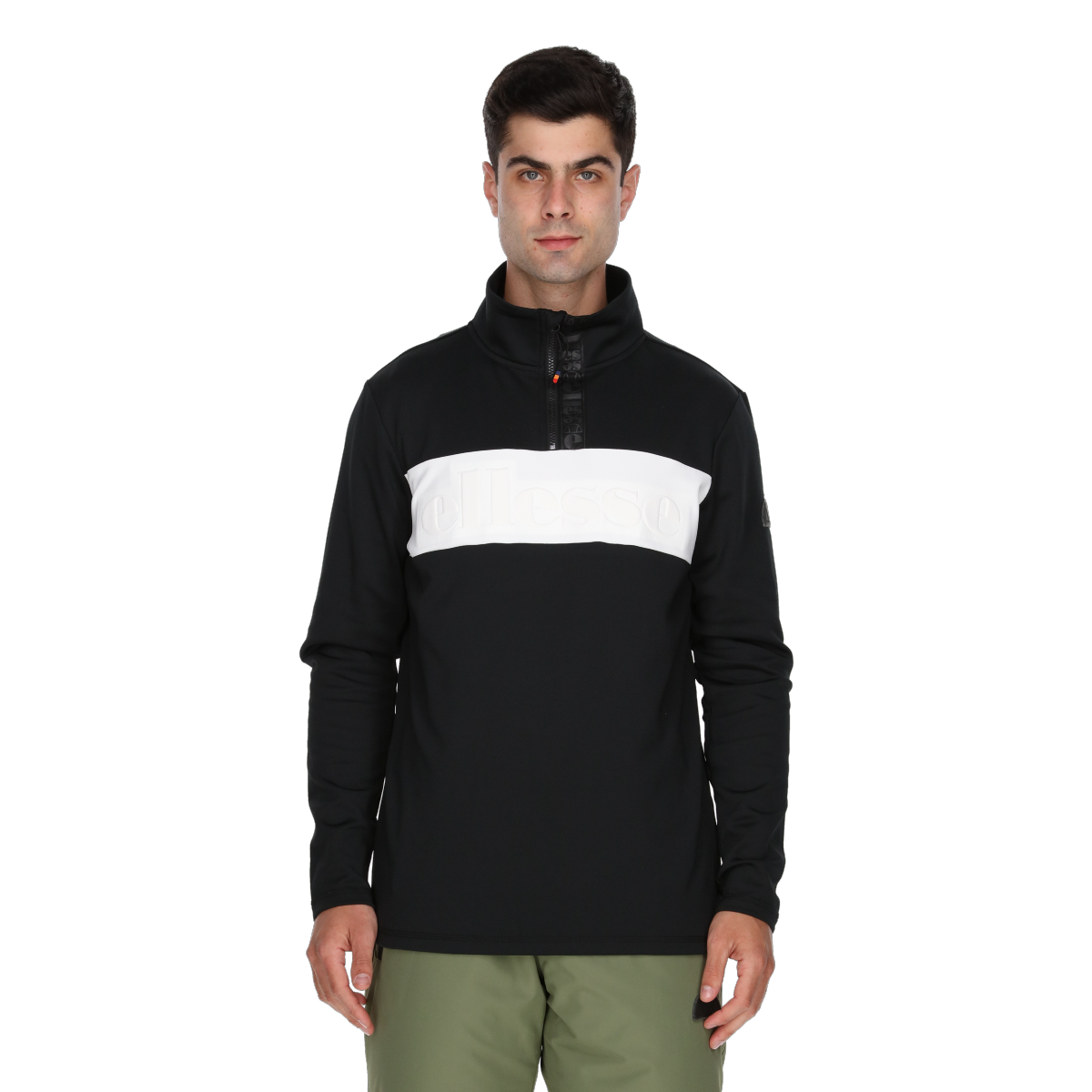 Суитчър Ellesse Ski Embossed Stripe Quarter-Zip Top Черно | ELA243M690-01, 0