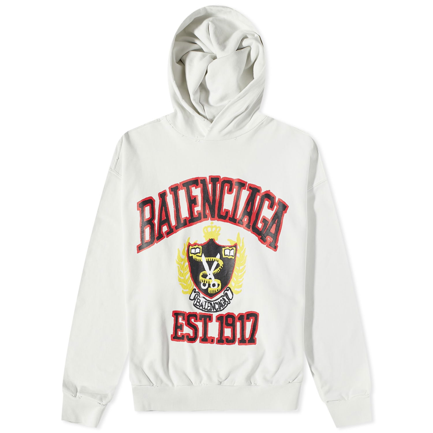 Суитчър Balenciaga College Popover Hoody Бяло | 744463-TOVK2-9012, 0