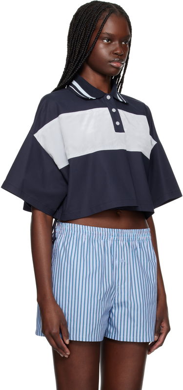 Съкратен топ We11done We11done Color Block Cropped Polo Тъмно синьо | WD-BL1-25-132-W-NV, 1