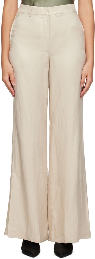Панталони Anine Bing Lyra Off-White Wide-Leg Trousers Бежово | A-03-3275-139, 0