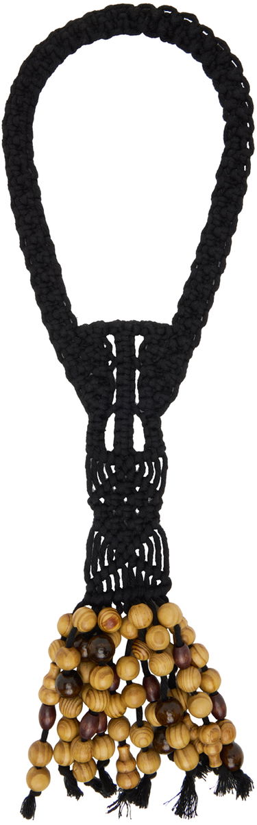 Колие Chopova Lowena Macrame Tie Necklace With Wooden Beads Черно | 6228, 0