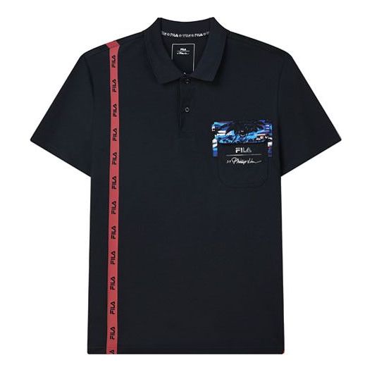 Поло тениска FILA 3.1 Phillip Lim Crossover Print Short Sleeve Polo Черно | F11M126104F-NV, 0