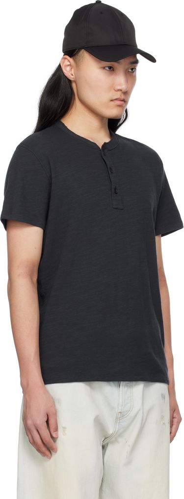 Тениска rag & bone Rag & Bone Classic Cotton Henley T-Shirt Черно | M000T906G, 1