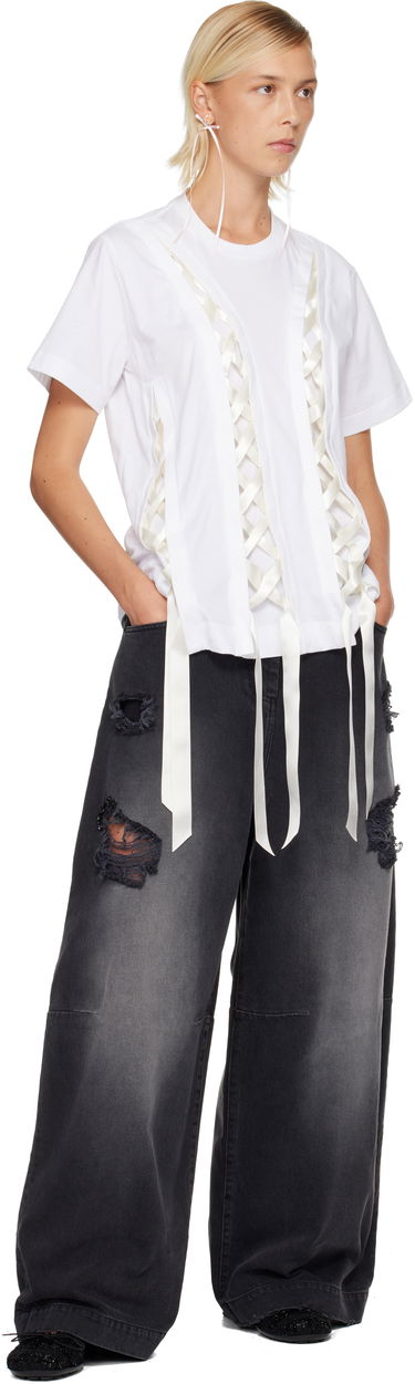 Тениска Simone Rocha Simone Rocha Unraveling Ribbon T-shirt Бяло | 5368 0553, 3