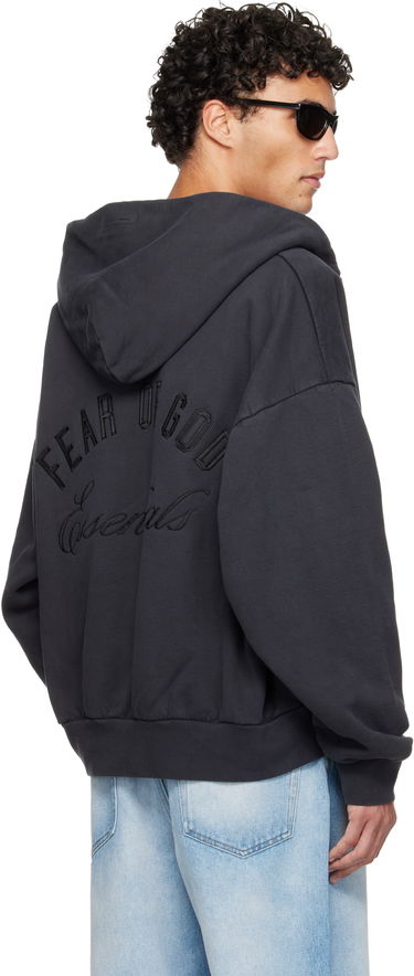 Суитчър Fear of God ESSENTIALS Holiday Embroidered Classic Full Zip Hoodie Черно | 192HO254782F, 2