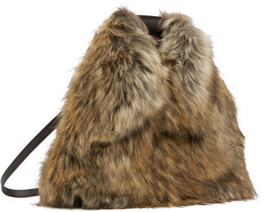 Дамска чанта Maison Margiela MM6 Maison Margiela Triangle Crossbody Faux-Fur Bag Кафяво | SB6WD0026P8486, 2