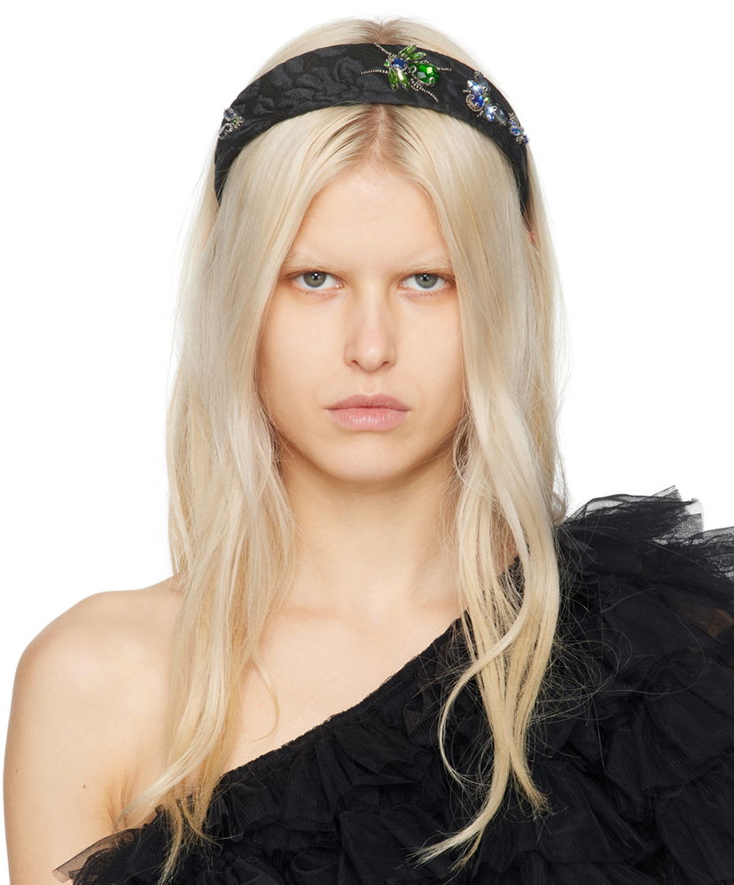 Аксесоари Erdem Erdem Embellished Matelassé Headband Черно | PS24_R1H3_BFM