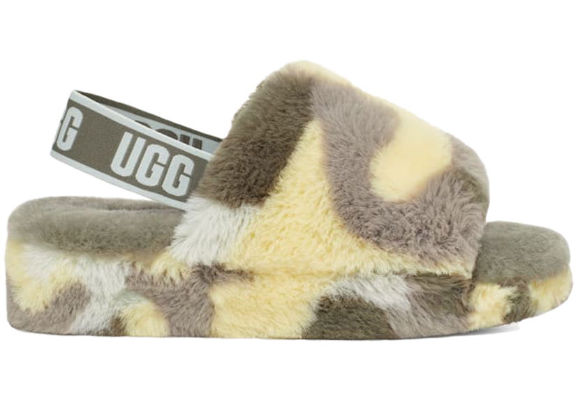 Кецове и обувки UGG Fluff Yeah Slide Camopop Moss Green W Зелено | 1144750-MSG