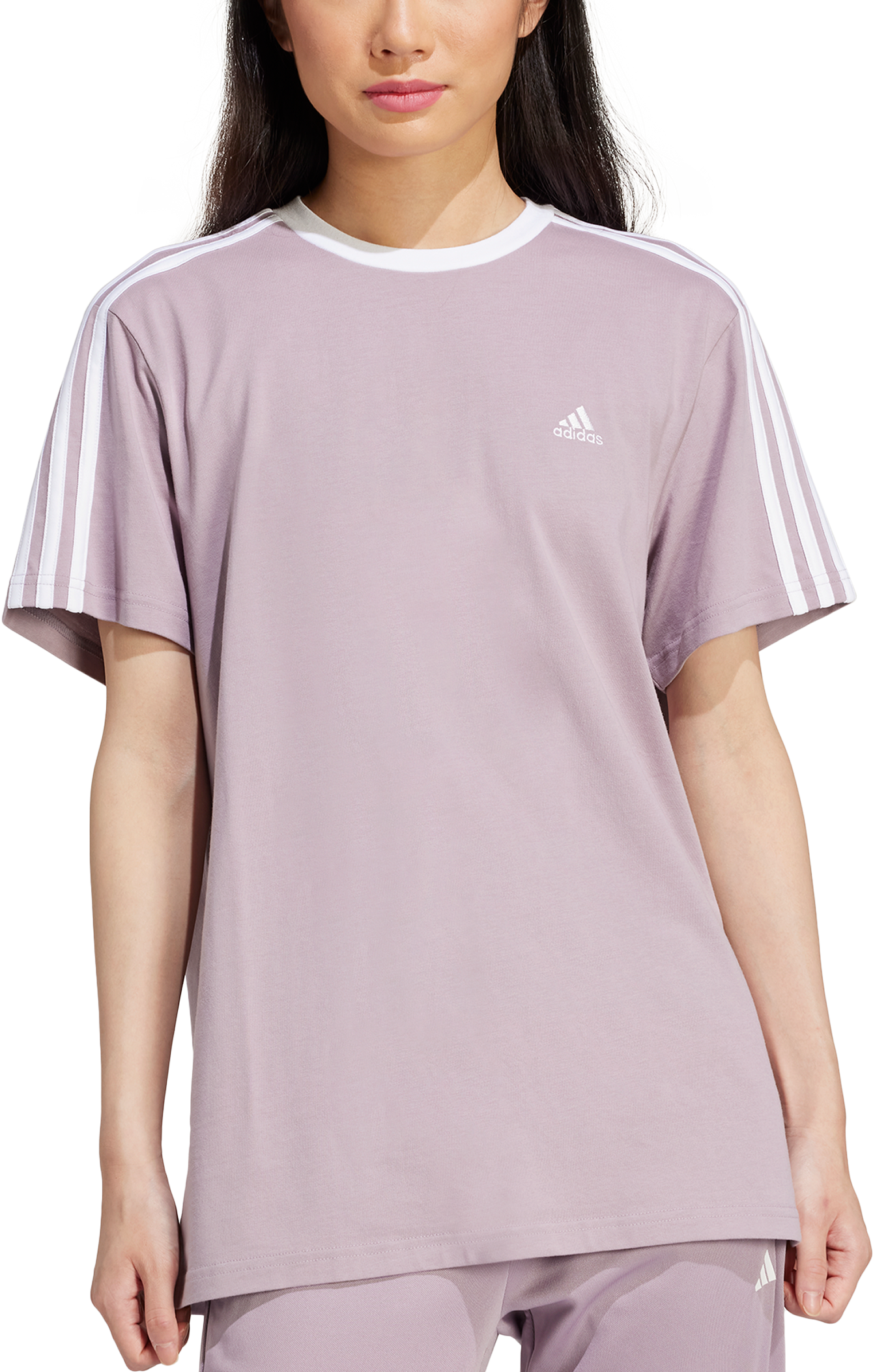 Тениска adidas Originals 3-Stripes Boyfriend T-Shirt Лилаво | is1562, 0