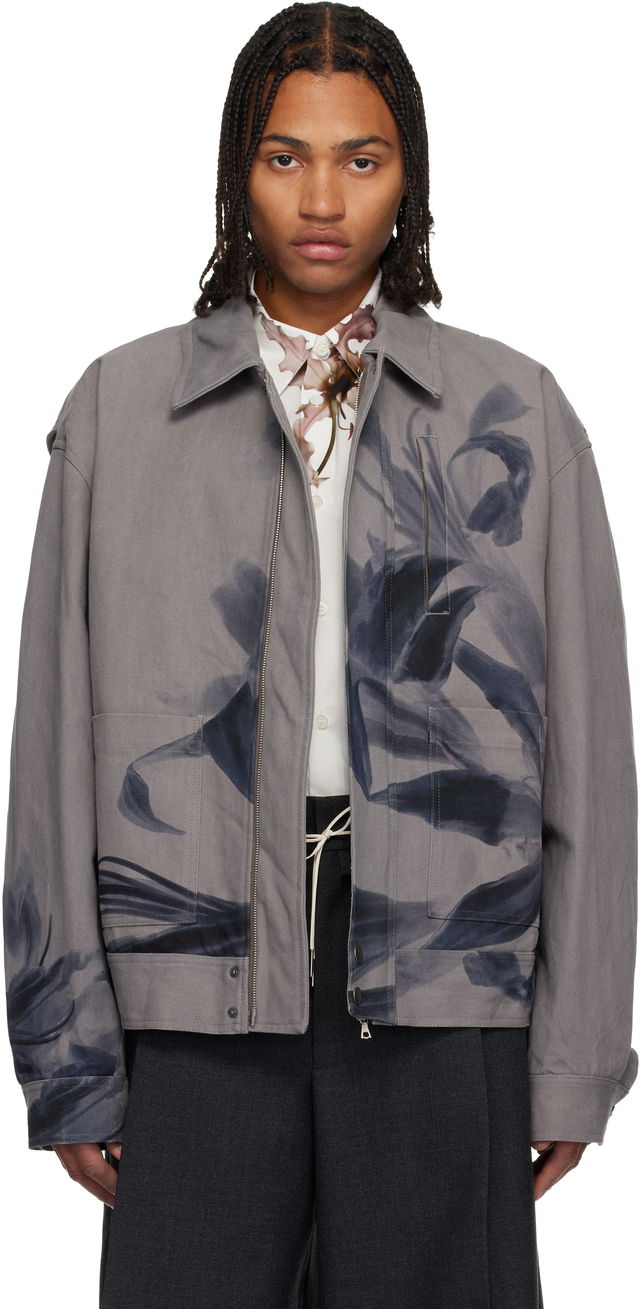 Dries Van Noten Abstract Floral Zip-Up Jacket