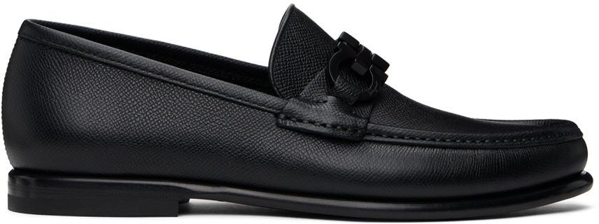 Кецове и обувки FERRAGAMO Leather Loafers with Ornament Черно | 688525, 0