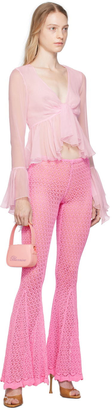 Риза Blumarine Blumarine Ruffled Tie-Front Blouse Розово | P344C005A, 3