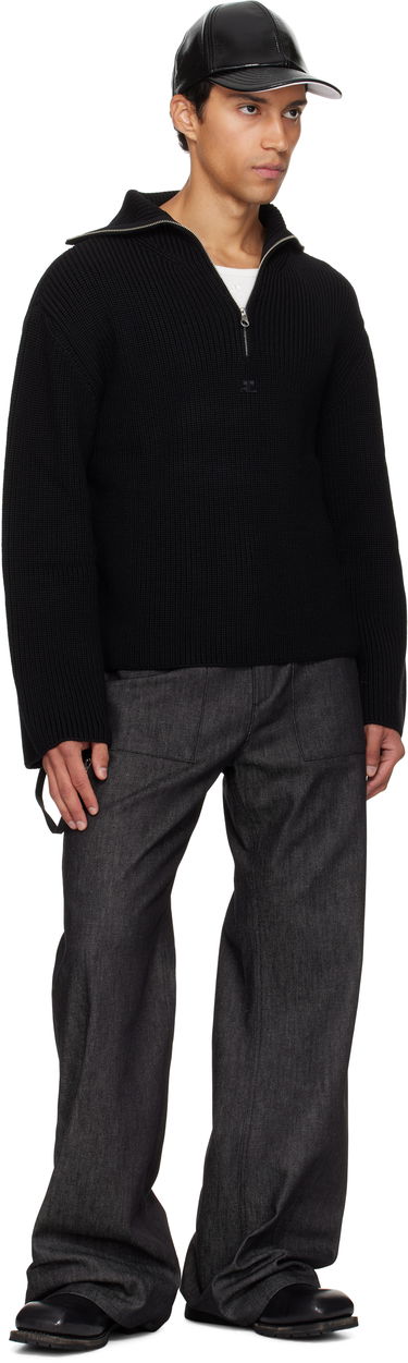 Пуловер Courrèges Courrèges Ribbed Wool Trucker Sweater Черно | 325MPU243FI0036, 3