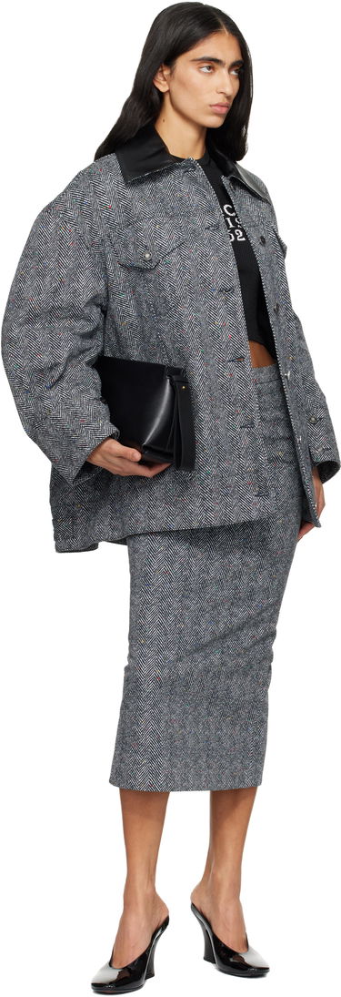 Пола Givenchy Givenchy Low Waist Kick Back Herringbone Tweed Midi Skirt with Colorful Flecks Многоцветен | BW40YP168S004, 3