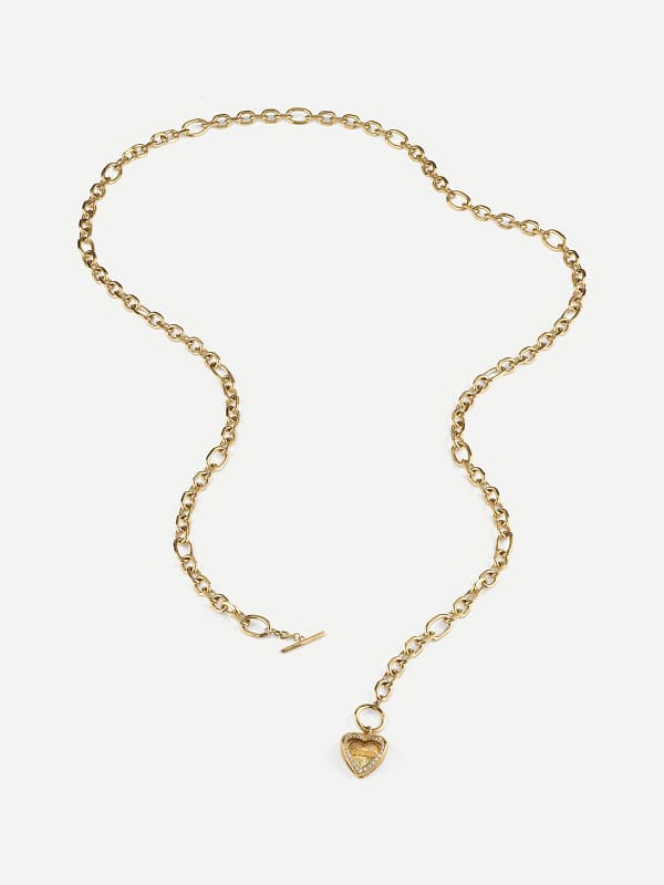 Колие GUESS Heart Charm Long Chain Necklace Металик | JUBN04598JW, 0