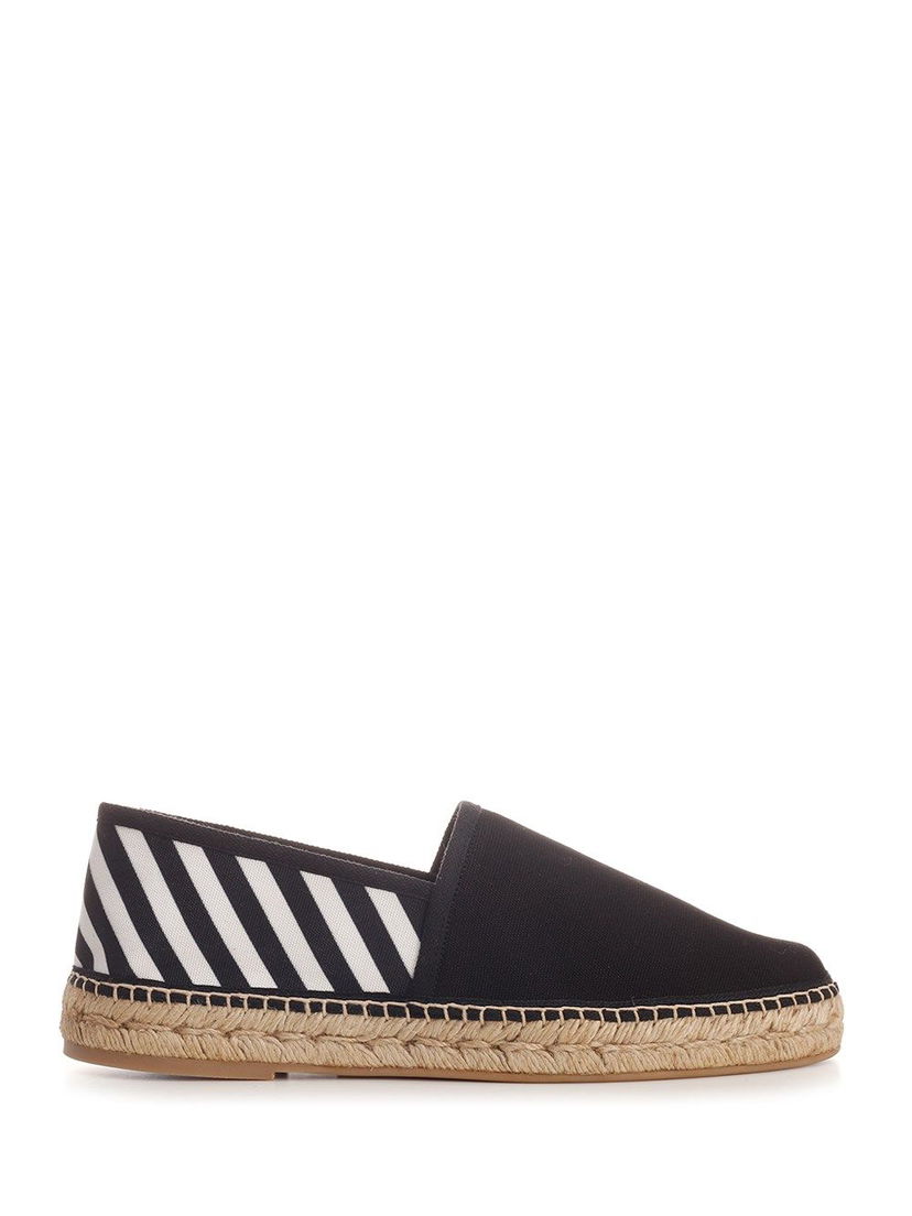 Кецове и обувки Off-White Diagonal Striped Canvas Espadrilles Черно | OMIB002S21FAB0011001