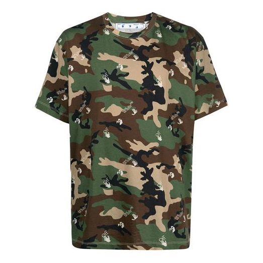 Тениска Off-White Camouflage Hands Pattern Loose Fit T-Shirt Зелено | OMAA038S21JER0165600, 0