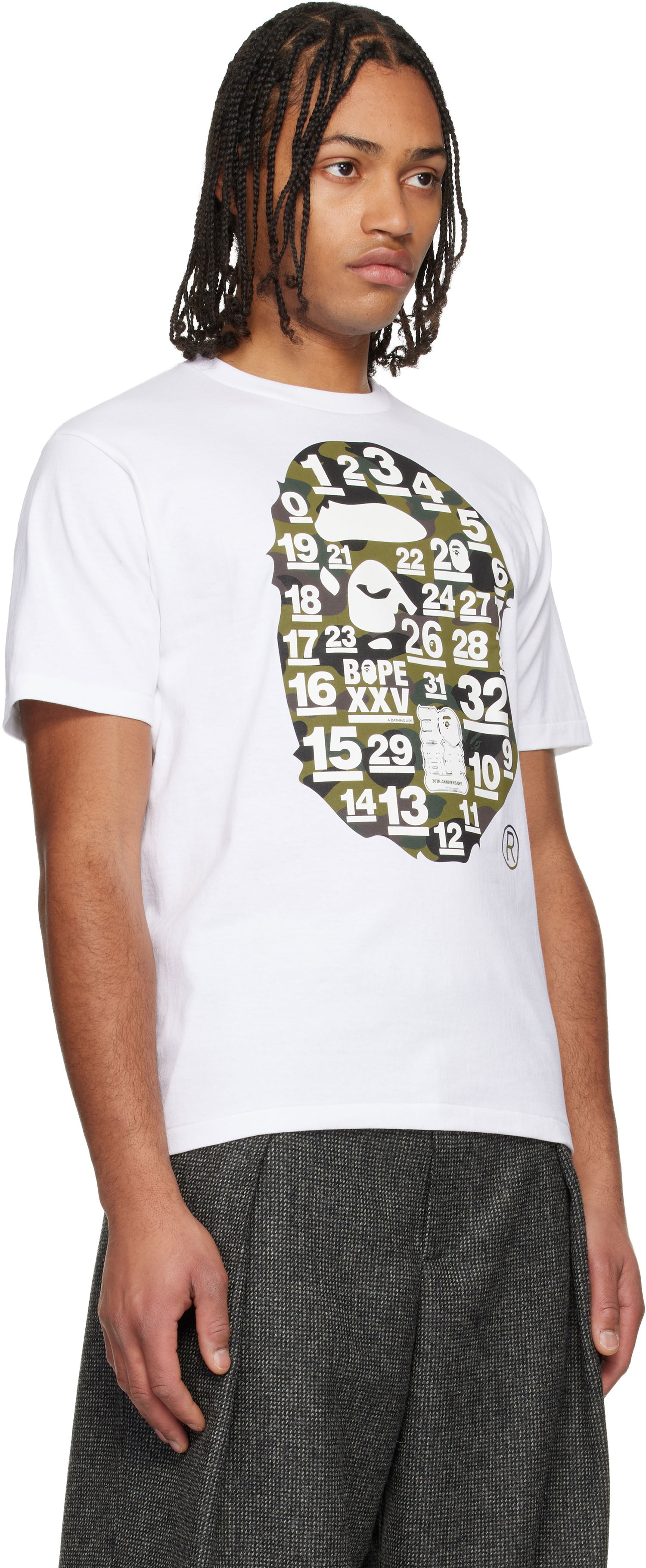 Тениска BAPE 32nd Anniversary 1st Camo Big Ape Head T-shirt Бяло | 001TEL201022F, 1