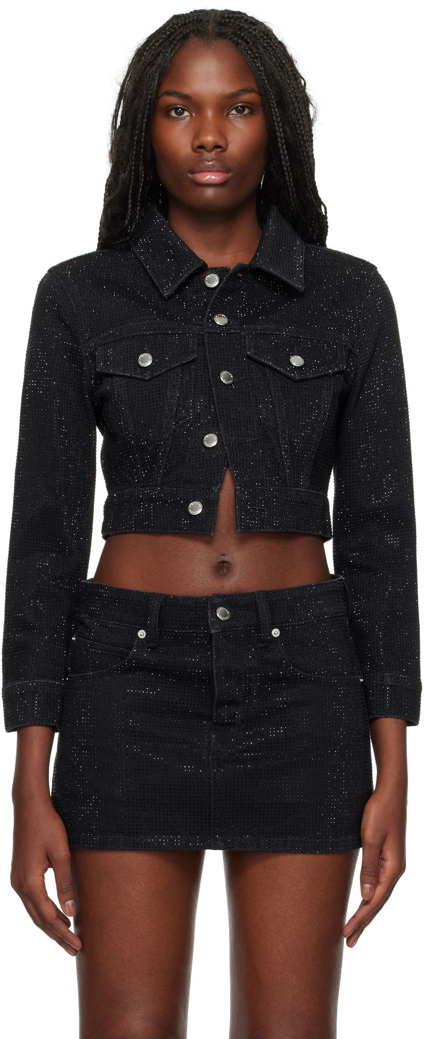 Яке Alexander Wang Cropped Denim Jacket Черно | 1WC4242430