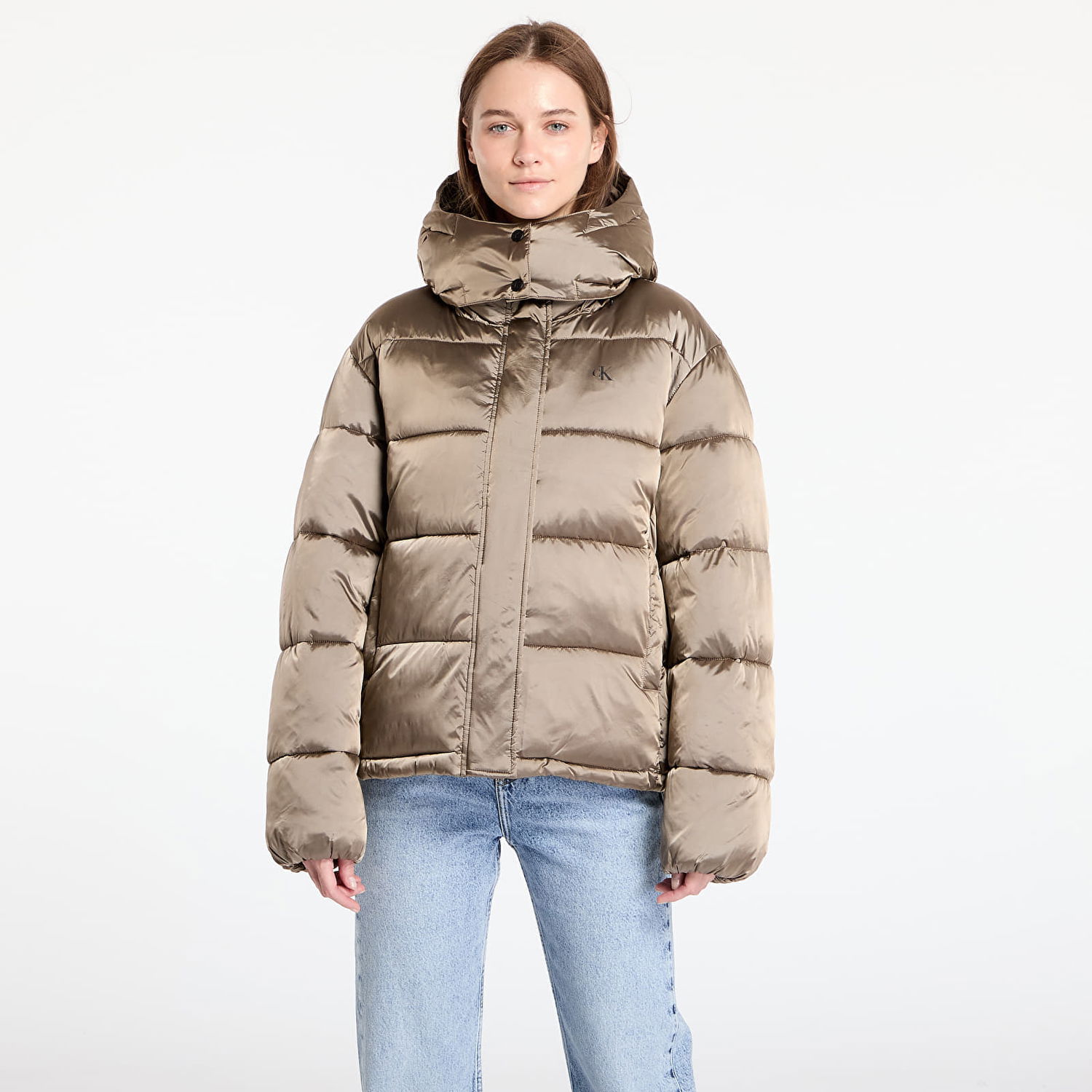 Пухо яке CALVIN KLEIN Shiny Satin Puffer Jacket Brindle Бежово | J20J224616 PAV, 0